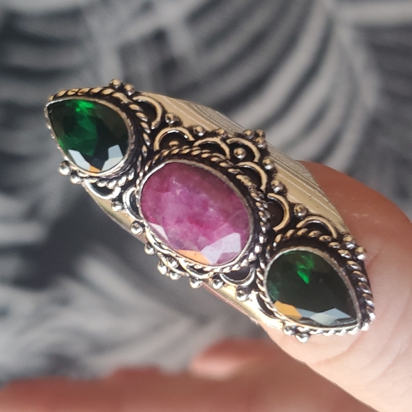 New Kashmir Ruby & Diopside 925 Silver Statement Ring. - Picture 10 of 10